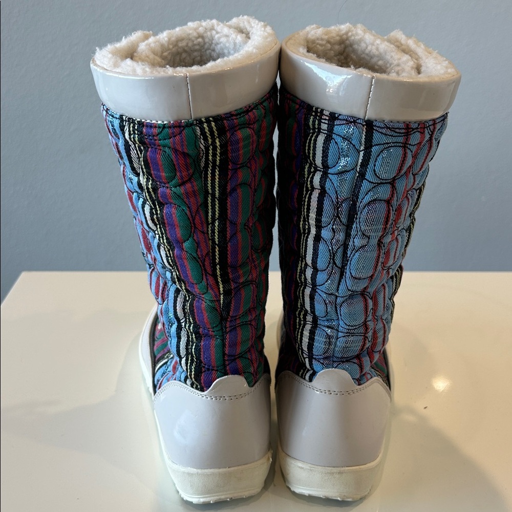 Coach Poppy Peggey Tartan Plaid Quilted Women's Shearling Winter Boots Size 6 - Picture 6 of 12